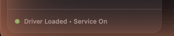 The status indicators showing Driver Loaded and Service On